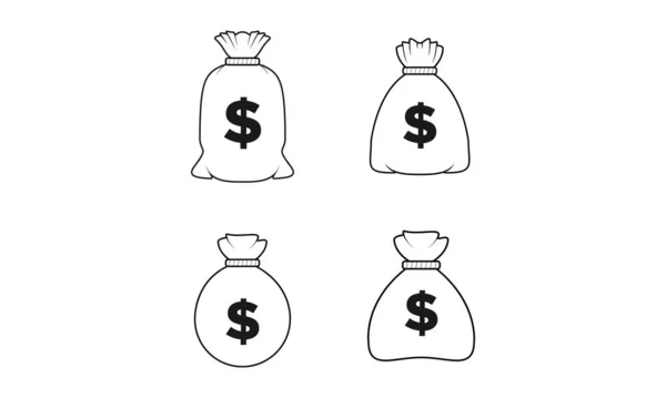 Εικονογράφηση Σύνολο Τσάντα Χρήματα Διάνυσμα Σχεδιασμού — Διανυσματικό Αρχείο
