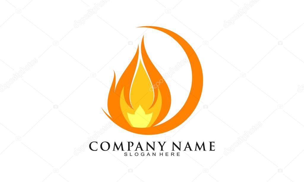 Hot fire illustration logo design vector
