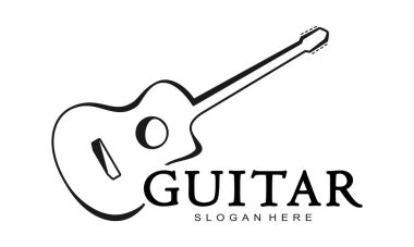 Akustik illüstrasyon logo tasarım vektörü için gitar