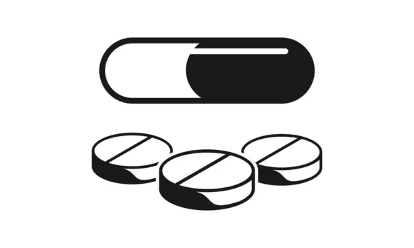 Tablet Capsule Medicine Set Illustration Design Vector — Vetor de Stock