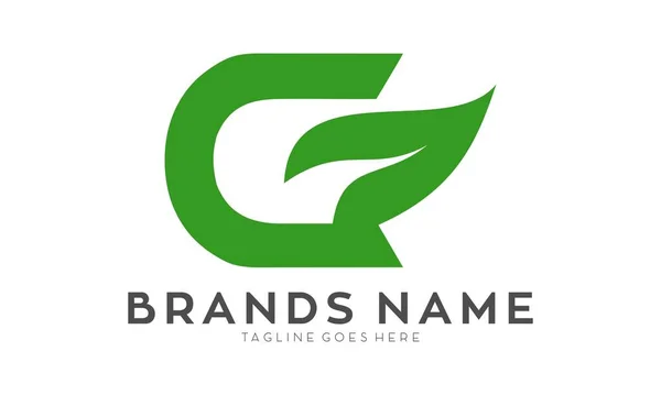 Lettera Alfabeto Con Foglia Verde Logo Vettoriale Progettazione — Vettoriale Stock
