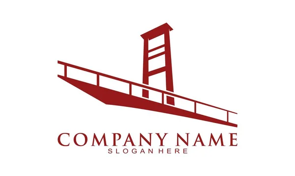 Rote Brücke Logo Design Konzept Vektor Illustration — Stockvektor