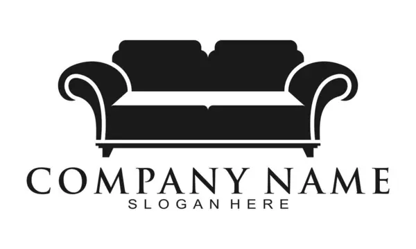 Sofa Two Seat Concept Illustration Logo Design Vector — Stock Vector