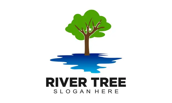 Fluss Baum Illustration Logo Design Symbol Vektor — Stockvektor