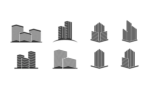 Satz Von Gebäude Illustration Logo Design Icon Vektor — Stockvektor