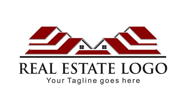 Red House Roof Illustration Logo Design Vector — Stock Vector