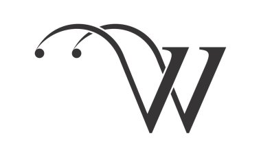 W harfi alfabe sembolü zarif tasarım vektörü