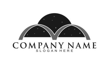 Köprü ve gece yıldızı illüstrasyon logo tasarım vektörü