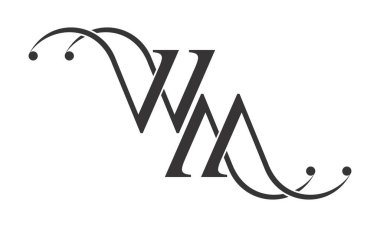 WM harfi alfabe sembolü zarif tasarım vektörü