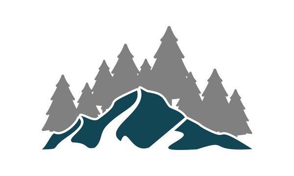 Mountain and spruce forest illustration design vector