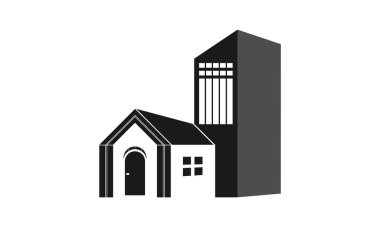 Ev ve ofis binası illüstrasyon tasarım vektörü