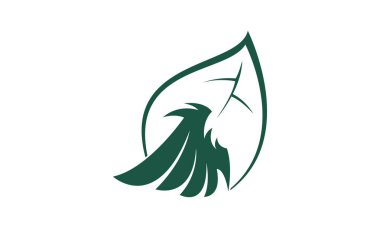 Kuş kanadı ve yaprak sembolü tasarım vektörü