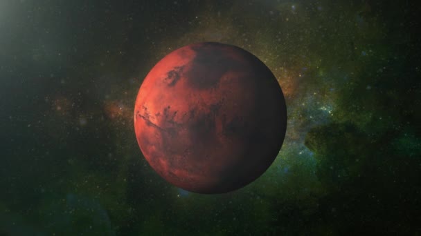 Der Sich Drehende Planet Mars Isoliert Sich Von Der Dunkelheit — Stockvideo