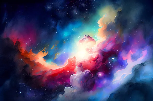 Abstraktní Kosmické Pozadí Obrázek Barvy Akvarelu — Stock fotografie