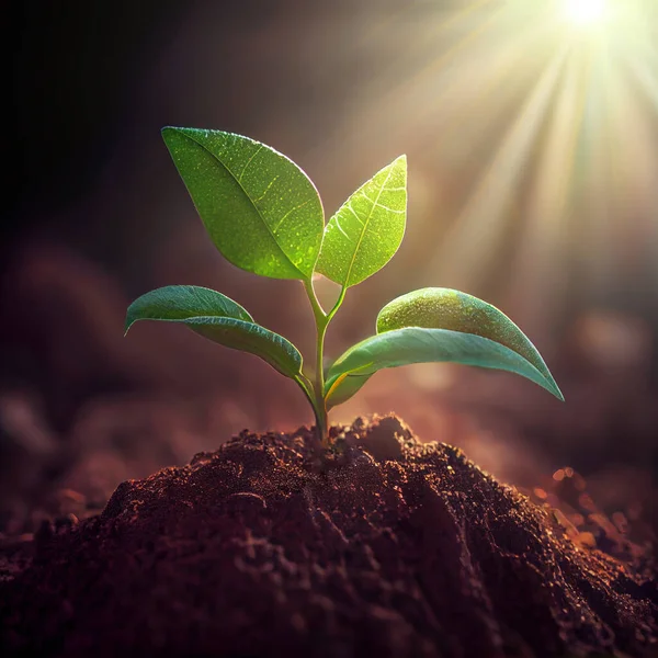 Jovem Planta Luz Sol Planta Crescimento — Fotografia de Stock