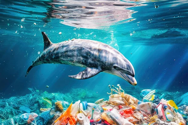 Poluição Plástica Oceano Problema Ambiental — Fotografia de Stock