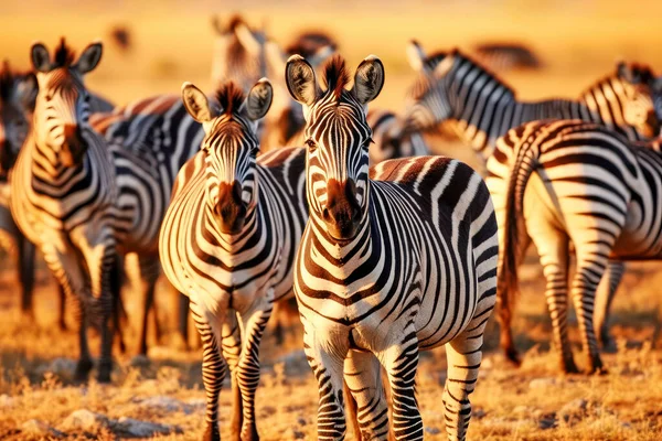 Zebras in savanna African wildlife