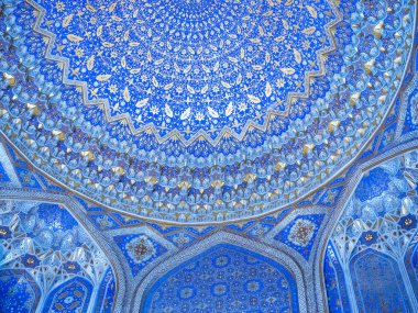 İslami mimarinin geometrik dekorasyonu. Semerkand, Özbekistan