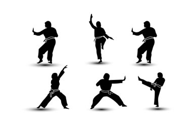 Martial Arts Silhouettes Vector Design Set. black basic illustration vector