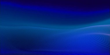 Abstract Waving Particle Technology Background Design. Abstract wave moving dots flow particles, hi-tech and big data background design for brochures