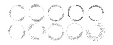 Dekoratif çerçeve. Şöhret dalları. Yuvarlak çiçek desenli, el yapımı, hatları çizgili çiçekler. Dairesel yaprak defne tasarımı ögesi.