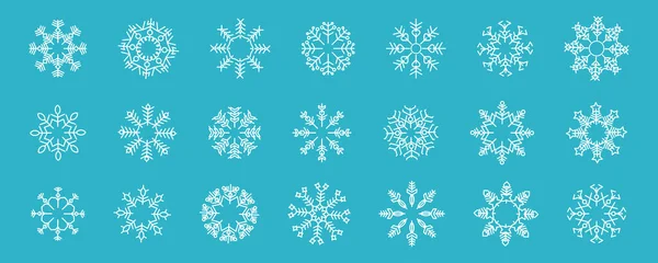 Schneeflockenvariationen Symbolsammlung Schneeflockensymbole Gesetzt — Stockvektor