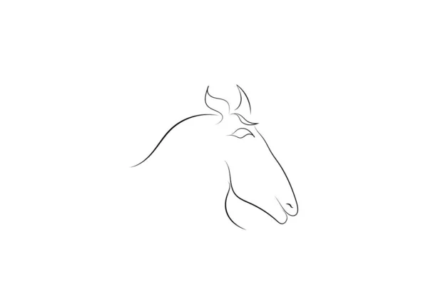 Paard Hoofd Schets Witte Achtergrond — Stockvector