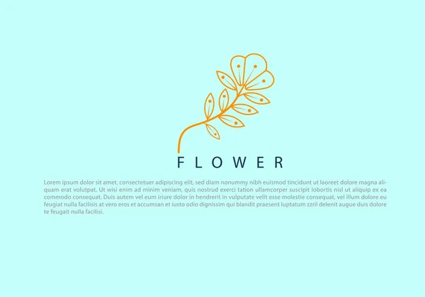 Flower Logo Drawn Minimal Lines — Stock Vector