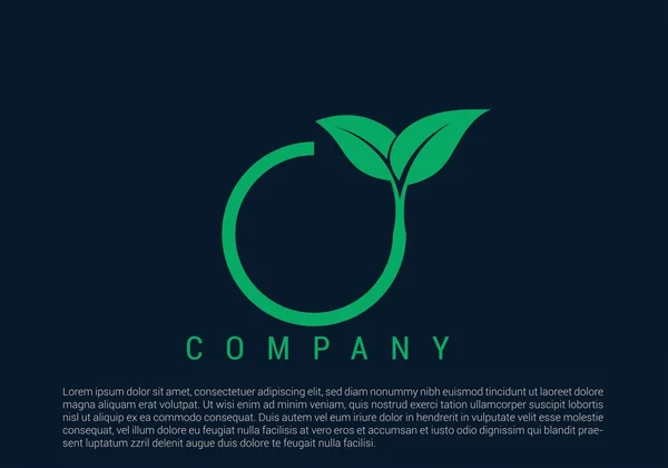 Organic Leaf Circle Modelo Logotipo Simples Emblema — Vetor de Stock