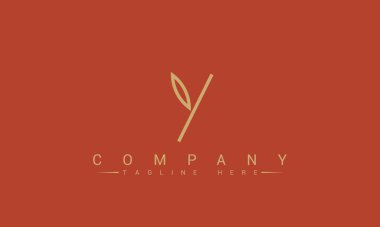 Yaratıcı modern Y harfiyle doğal Yaprak logosu tasarımı
