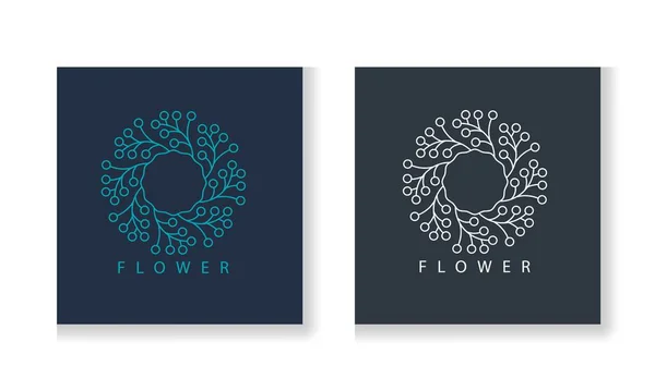 Blume Abstrakt Logo Design Vektor Vorlage Linearen Stil — Stockvektor