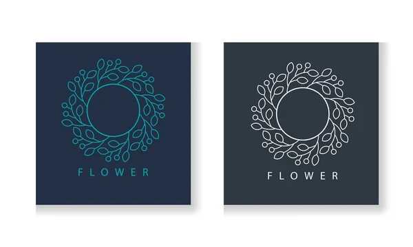 Modelo Design Logotipo Vetor Emblema Feito Com Folhas Flores Conceito Vetores De Bancos De Imagens Sem Royalties