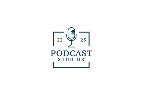 Podcast Illustration Vectorielle Plate Icône Logo Design — Image vectorielle