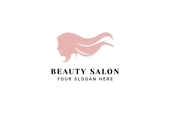 Дизайн Логотипа Beauty Girl Woman Long Hair — стоковый вектор