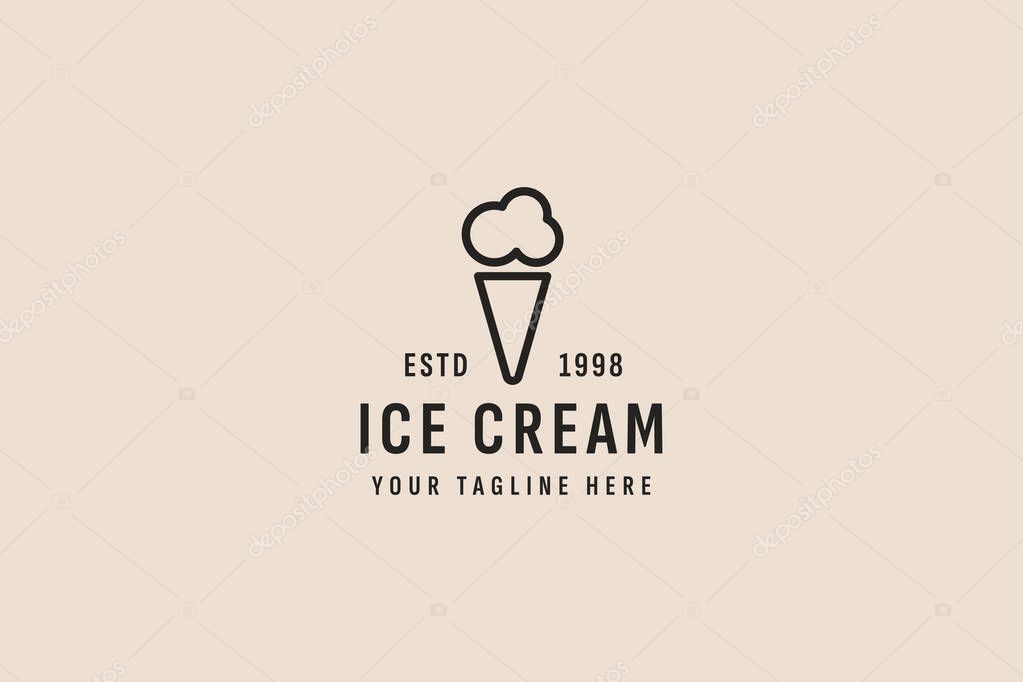 Vintage style ice cream logo vector icon illustration