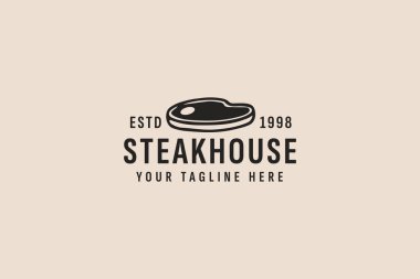 Klasik stil biftek evi logo vektör resimleme