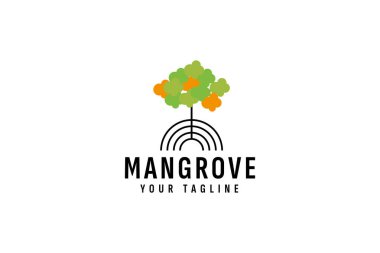 Mangrove ağaç logo vektör simgesi illüstrasyonu