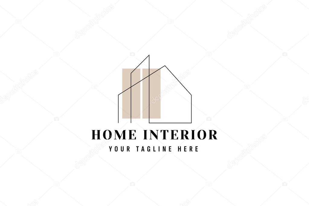 Home interior logo vector icon illustration