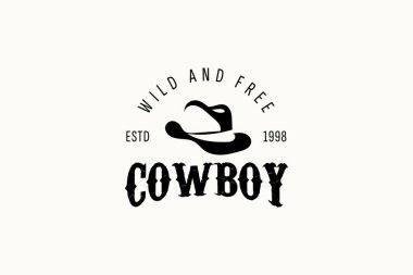 The Cowboy logo in vintage style. Hat cowboy logo vector.