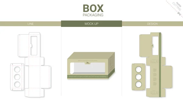 ボックス包装とモックアップダイカットテンプレート — ストックベクタ