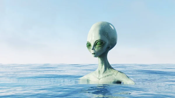 Alien Perdido Océano Esta Una Ilustración Renderizado — Foto de Stock