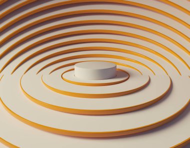 Soyut arkaplanda podyum sahnesi. Bu 3 boyutlu bir çizim..