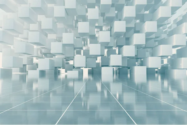 抽象ブロック構造 デジタル技術と将来のイノベーション これは3Dレンダリング図です — ストック写真