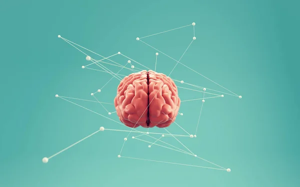 Menselijk Brein Met Stippen Lijnen Eromheen Brainstorming Kunstmatige Intelligentie Concept — Stockfoto