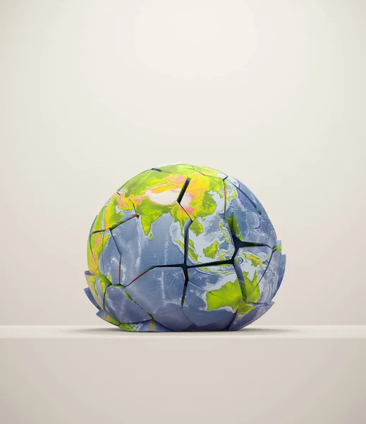 Fallen Planet Earth Financial Meltdown Pandemic Impact Concept Render Illustration — Stock Photo, Image