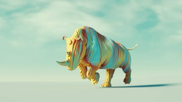 Colorful Abstract Rhino Charges Surreal Background Attitude Different Concept Render — Stock Photo, Image