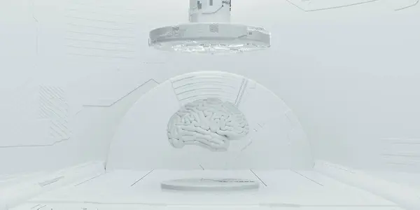 Menselijk Brein Een Futuristische Kamer Diep Leren Kunstmatige Intelligentie Concept Stockfoto