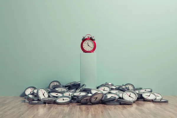 Wekker Dat Een Groep Gevallen Horloges Staat Tijd Management Verspilling Stockafbeelding