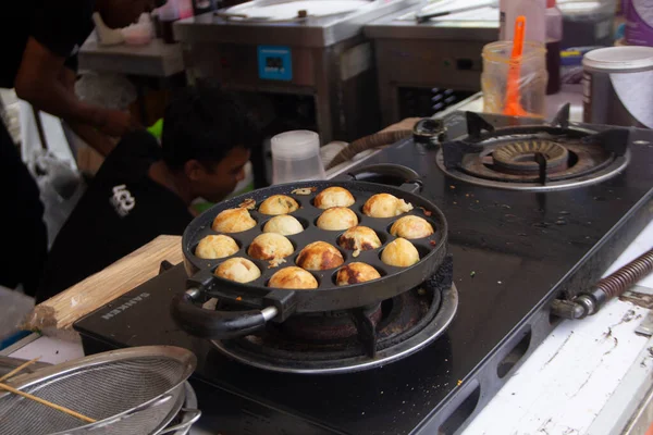 Kookproces Van Oven Keuken Maken Van Takoyaki Indonesië — Stockfoto