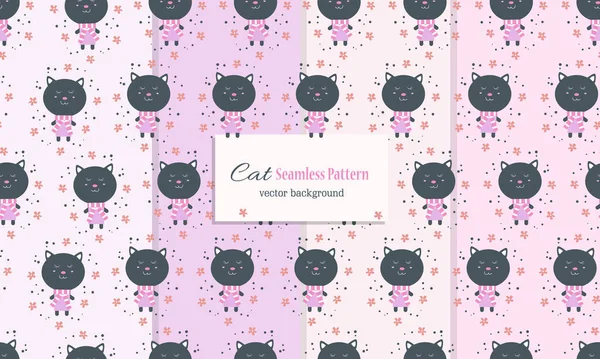Animal Seamless Pattern Cute Cat Design — Stock Vector